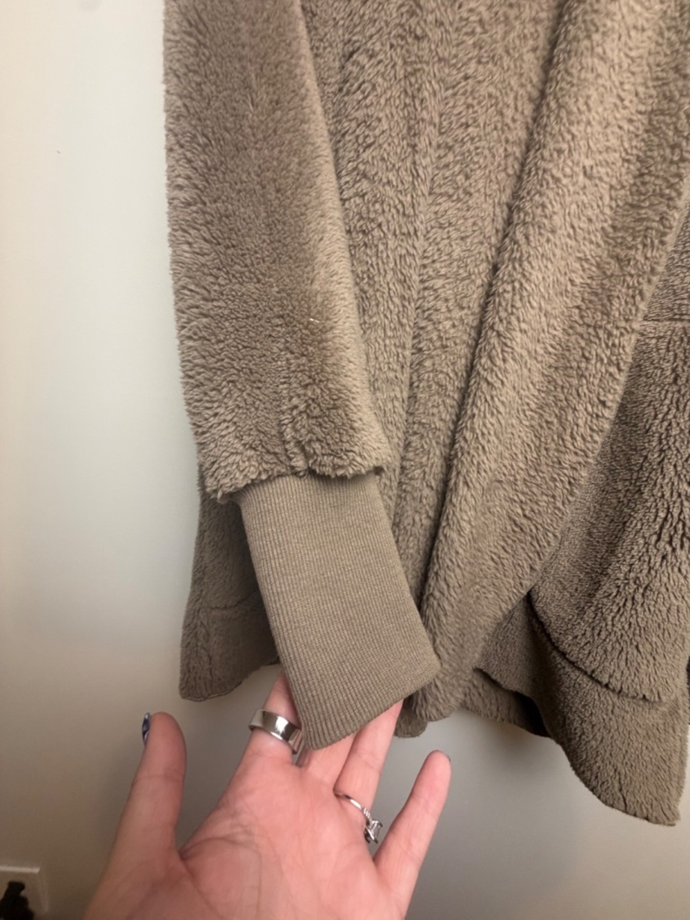 Coco & Carmel Taupe Hooded Teddy Fleece Cardigan Jacket L/XL - Picture 2 of 5